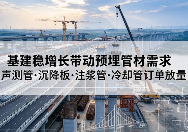 广德基建稳增长带动预埋监测管材需求，声测管、沉降板、注浆管订单持续放量